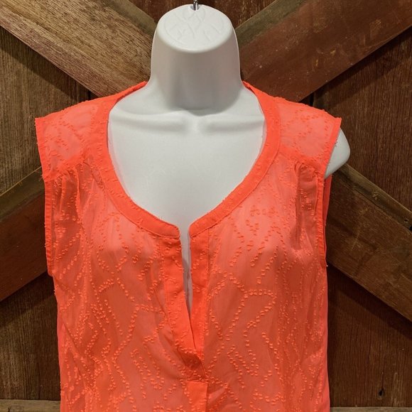 American Eagle Outfitters Women's Size Small Coral Sheer Tank Top VNeck Light - Picture 2 of 10
